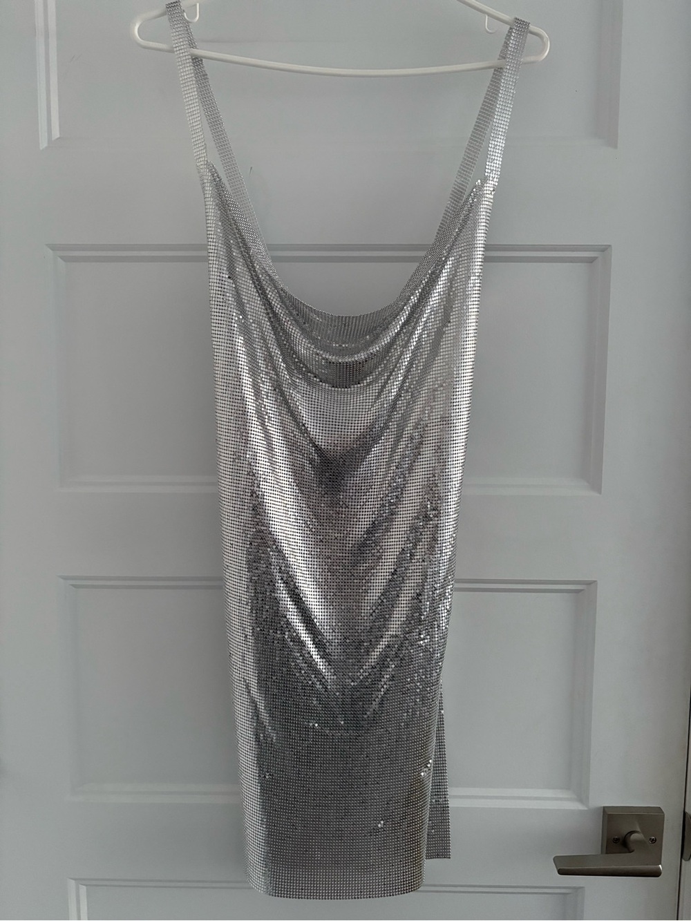 Nasty Gal Silver Sequin Slip Dress